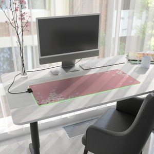 Pink Cherry Blossom RGB Gaming Mousepad - Large Gaming Desk Mat - Stunning Floral Design with Adjustable Lighting image 10