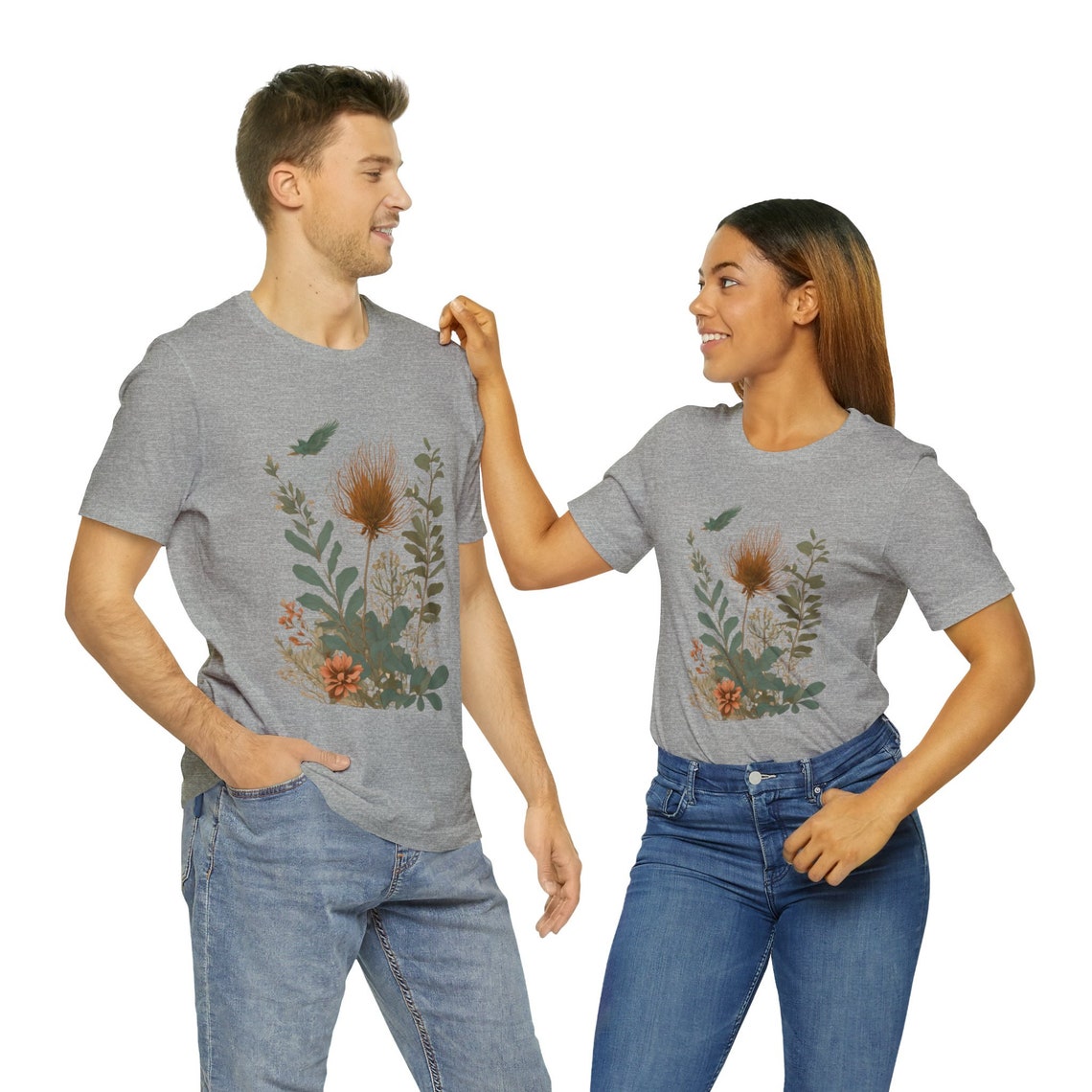 Boho Wildflowers Vintage Inspired T-shirt, Retro Graphic Flower Print ...