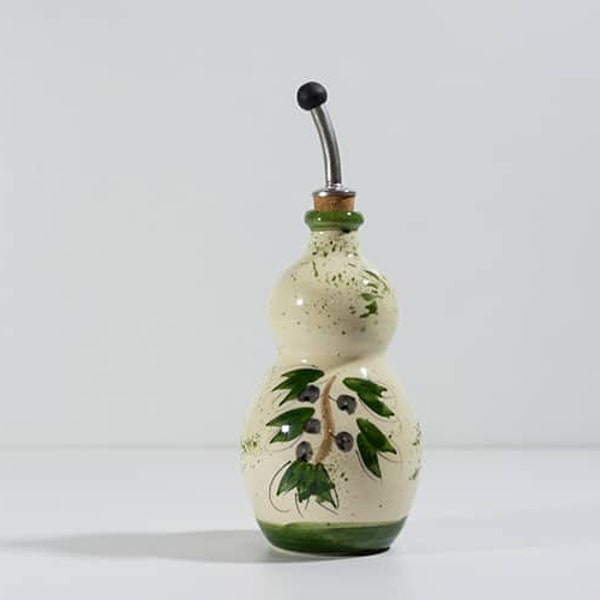 Bouteille d'huile ou vinaigre artisanale en céramique