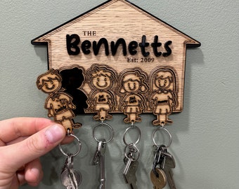 Personalised Family Key Holder with family member inserts