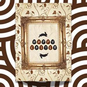 Carte de Joyeuses Pâques vintage - Carte Frohe Ostern - Imprimable en téléchargement numérique - Carte de voeux de Pâques rétro élégante - Imprimable Joyeuses Pâques