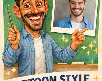 Custom Caricature Portrait: Funny Cartoon Gift from Photo (Digital File)