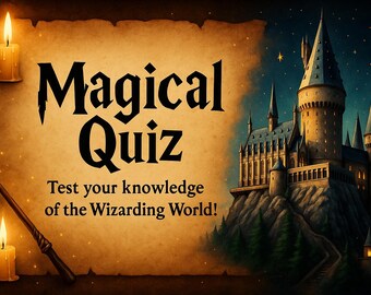 Juego de preguntas y respuestas sobre magos: Plantilla animada de Canva (descarga digital)