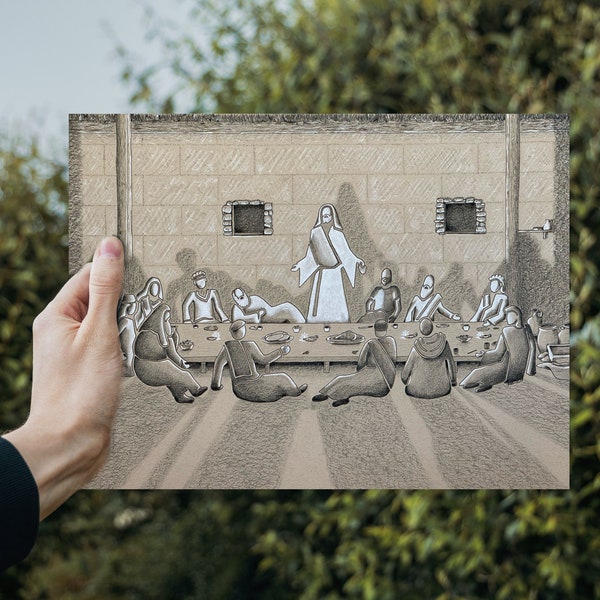 The Supper, DIGITAL PRINT, Bible Art, Jesus Art, Bible Sketch, Wall Decor