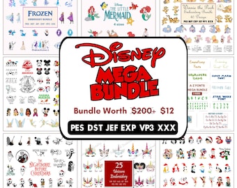 Mega Disney Embroidery Bundle | Mickey, Minnie, Winnie the Pooh, Frozen, Ariel.. | 4 sizes | Pes, Jef, Exp, Dst, Vp3, Xxx | Instant Download