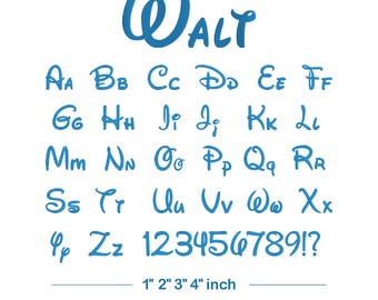 Czcionka do haftu Walt | Alfabet do haftu w stylu Disneya | Czcionka do haftu maszynowego | Czcionka do haftu BX | 1 2 3 4 cale