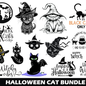 90+ Halloween Cat Svg, Halloween Cat Bundle PNG, Witch Cat, Halloween shirt Silhouette, Сute Ghost Cat , Cute Halloween Cat Svg
