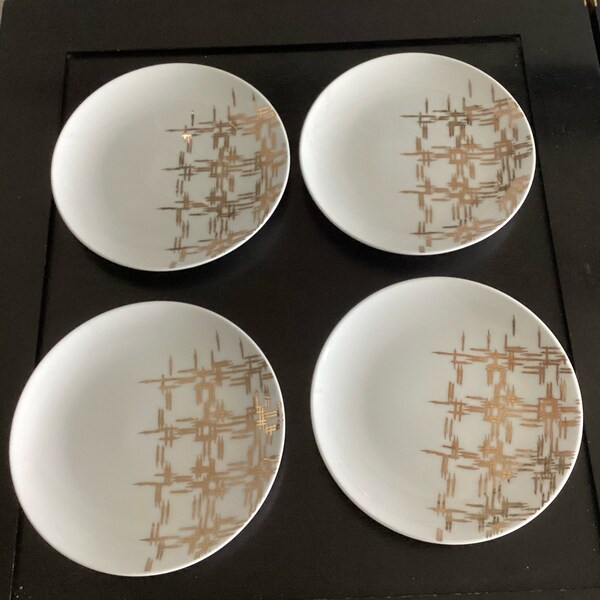 Nate Berkus Dessert Appetizer Salad  Plates Cheese And Vine White Gold Set Of 6