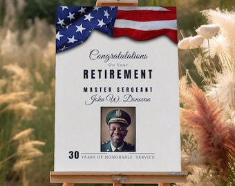 Retirement Party Welcome Sign With Photo, Army Retirement Welcome Poster, Military Retirement Welcome Sign, Printable Retirement