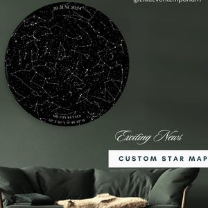 Personalized Wooden Round Star Map Constellation Sign, Sustainable, Custom Wood Star Sign, Reclaimed Wood Logo Signage, Laser Cut Wood Signs