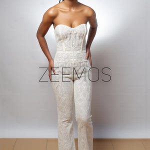 Ivory color sleeveless wide leg jumpsuit