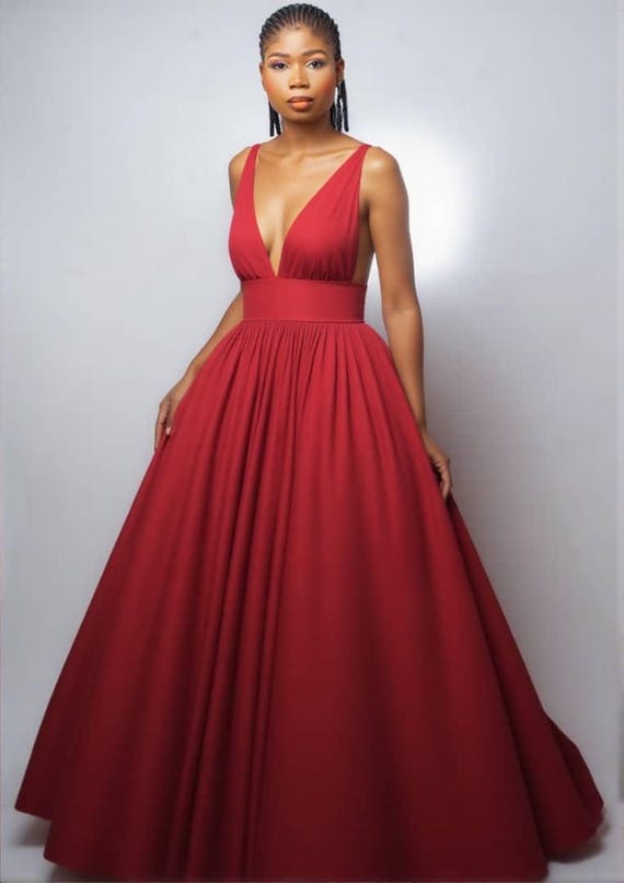 red duchess satin dress Red Dress, Duchess Satin Dress, Custom Made Dress