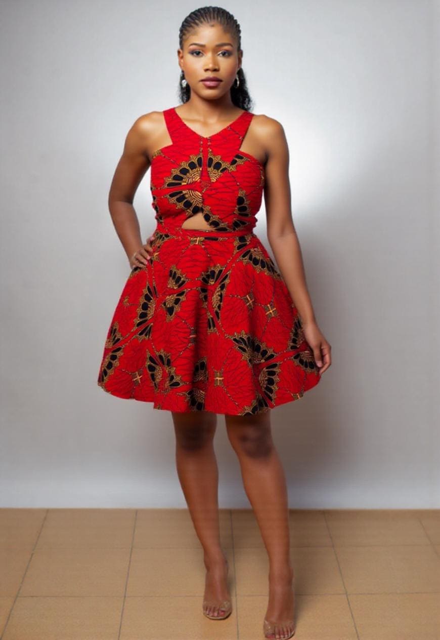 Vestido corto acampanado Ankara, estilos Ankara, vestidos largos Ankara