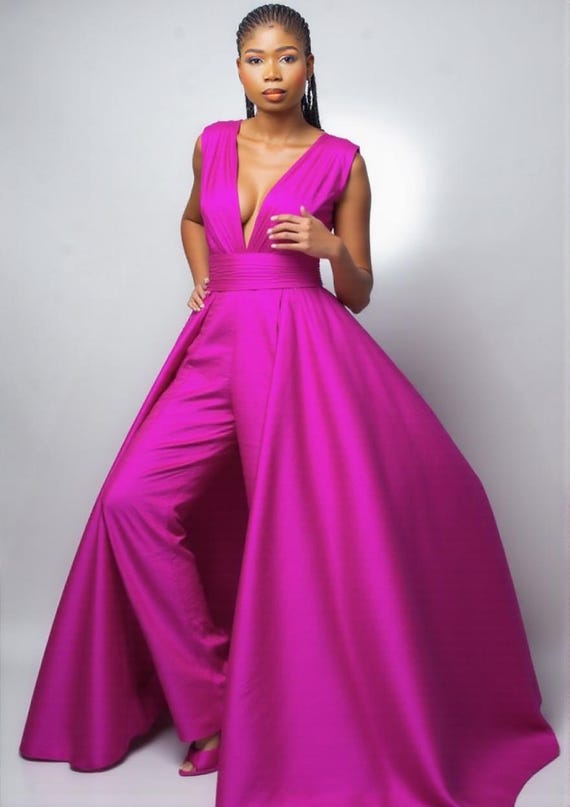 Purple Jumpsuit With Skirt Overlay Prom Purple Romper Prom Dress
