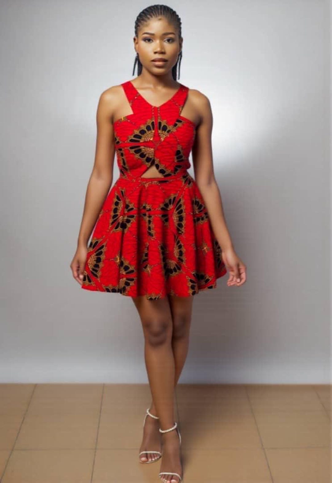 short ankara dress styles Short Ankara Flare Dress for Women, Wedding Guest Outfit, African Couple Asoebi Outfit, Dashiki Plus Size Wax Cotton Party Gown Gift