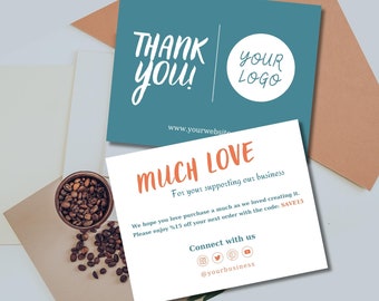 Retro Thank You Card, Small Business Thank You Card Template, Custom Thank You Card, Personalized Thank You Business Card