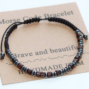 Personalized Morse Code Bracelet, Custom Bracelet, Anniversary Birthday Gift, Adjustable Bracelet, Personalised Gift for Men Women Boy Girl