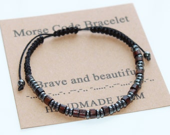 Bracelet code Morse personnalisé, bracelet personnalisé, cadeau d'anniversaire, bracelet réglable, cadeau personnalisé pour homme femme garçon fille