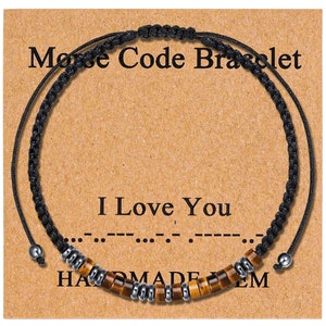 Personalized Morse Code Bracelet, I Love You, Birthday Anniversary Gift, Adjustable Bracelet, Custom Bracelet Gift for Men Women Boys Girls