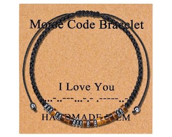 Personalized Morse Code Bracelet, I Love You, Birthday Anniversary Gift, Adjustable Bracelet, Custom Bracelet Gift for Men Women Boys Girls