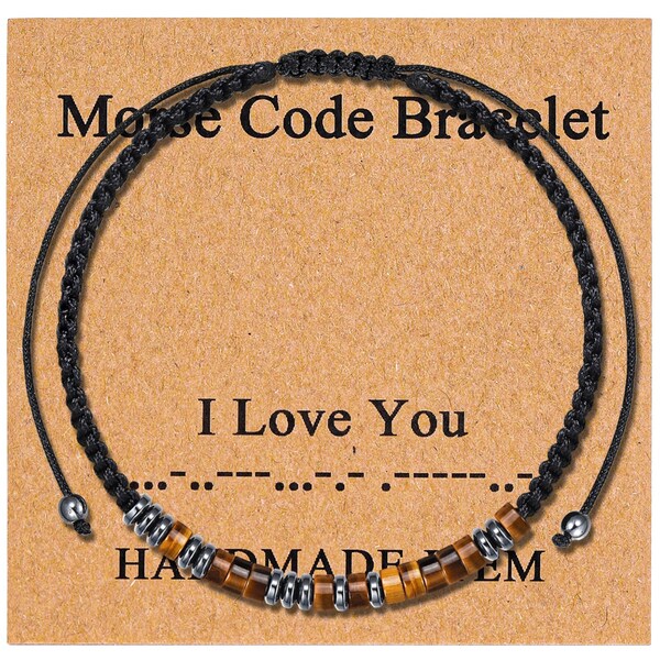 Bracelet personnalisé code Morse, Je t'aime, cadeau d'anniversaire, bracelet réglable, cadeau bracelet personnalisé pour homme femme garçons filles