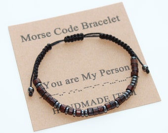 Personalized Morse Code Bracelet, You are My Person, Anniversary Birthday Gift, Adjustable Bracelet, Custom Gift for Men Women Boys Girls