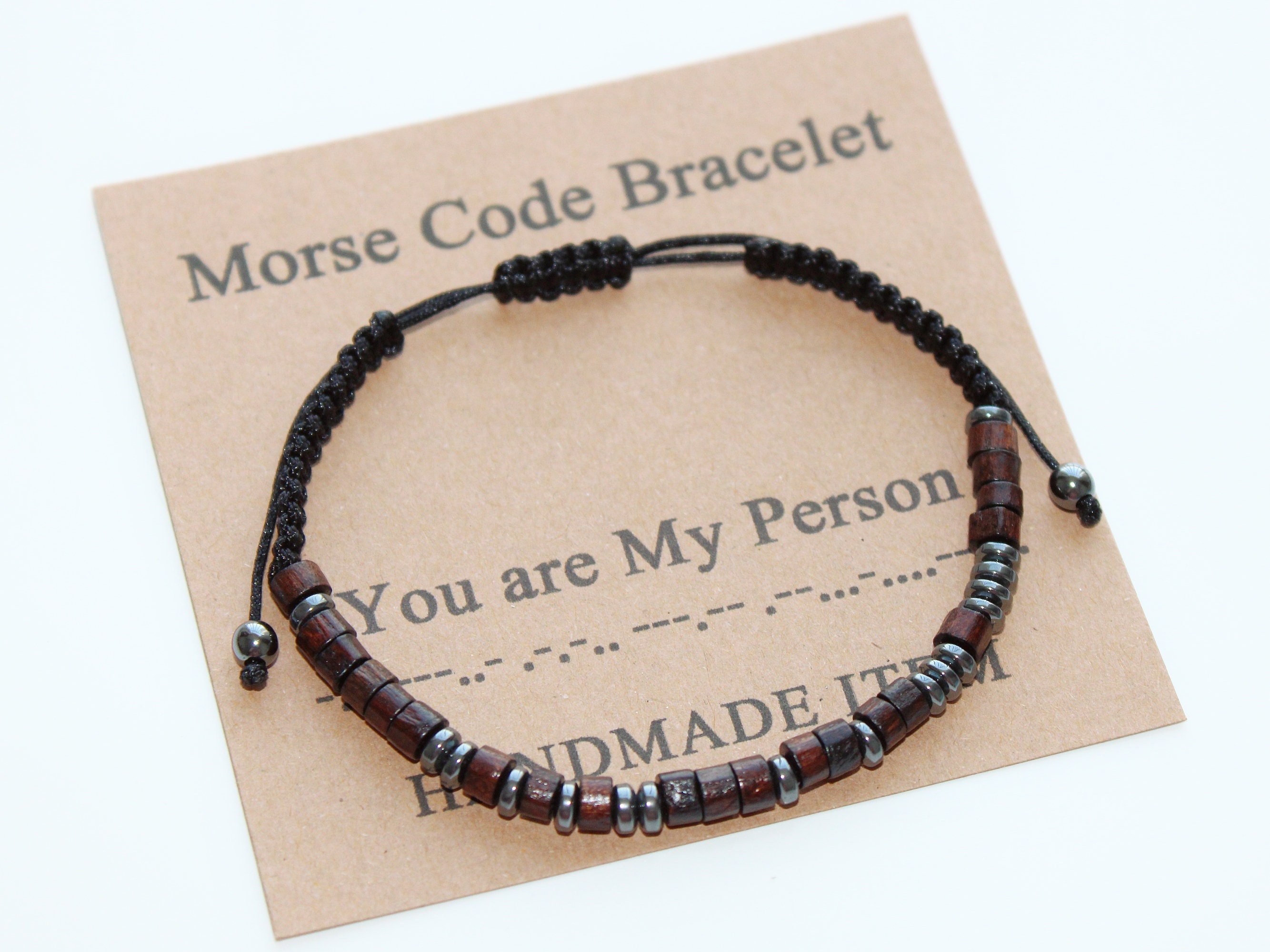 RINTOLER Morse Code Bracelet - Adjustable Silk Beaded Wrap Bracelet With Hidden Message For Women & Men - View #6