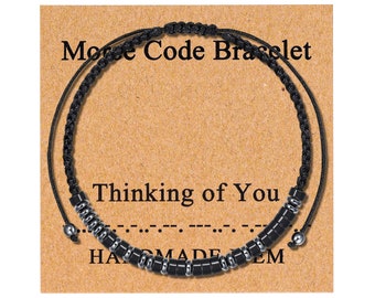 Personalisiertes Morse-Code-Armband, denke an Sie, Jubiläums-Geburtstagsgeschenk, verstellbares Armband, individuelles Geschenk für Männer, Frauen, Jungen, Mädchen