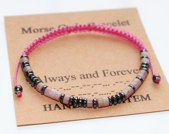 Bracelet personnalisé code Morse, cadeau fête des mères, je t'aime, cadeau d'anniversaire, bracelet réglable personnalisé, cadeau pour femme fille