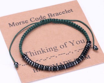 Personalized Morse Code Bracelet, Thinking of You, Anniversary Birthday Gift, Custom Bracelet, Adjustable Bracelet, Gift for Men Women