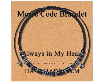 Messages personnalisés Bracelet code Morse personnalisé, toujours dans mon coeur, cadeau d'anniversaire, bracelet réglable, cadeau pour homme femme