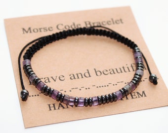 Personalisierte Morse-Code-Armband, Muttertagsgeschenk, ich liebe dich, Jahrestag Geburtstagsgeschenk, benutzerdefinierte verstellbares Armband, Geschenk für Frauen Mädchen