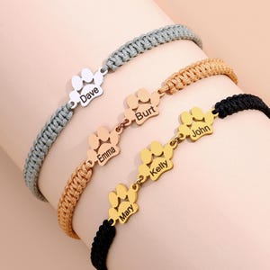 Gepersonaliseerde poot gegraveerde naam armband, pootafdruk naam armband, huisdier gedenkteken cadeau, dierlijke verstelbare armband, cadeau voor mannen vrouwen jongen meisje