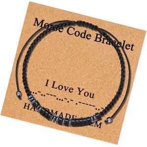 Bracelet personnalisé code Morse, Je t'aime, cadeau d'anniversaire, bracelet personnalisé, bracelet réglable, cadeau pour homme femme garçons filles image 7