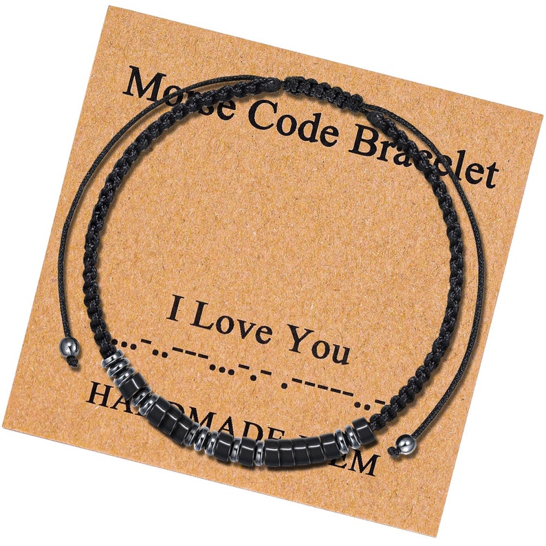 Personalisiertes Morsecode-Armband, I Love You, Jubiläums-Geburtstagsgeschenk, individuelles Armband, verstellbares Armband, Geschenk für Männer, Frauen, Jungen und Mädchen Bild 7