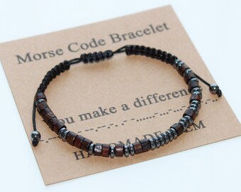 Personalized Morse Code Bracelet, You make a difference, Anniversary Birthday Gift, Adjustable Bracelet, Custom Gift for Men Women Boy Girl