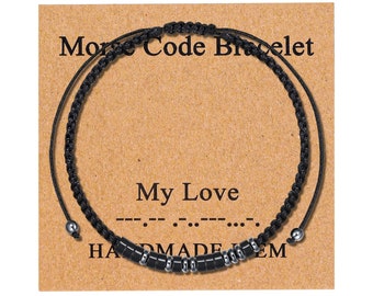 Personalized Morse Code Bracelet, My Love, I Love You, Anniversary Birthday Gift, Adjustable Bracelet, Custom Gift for Men Women Boys Girls