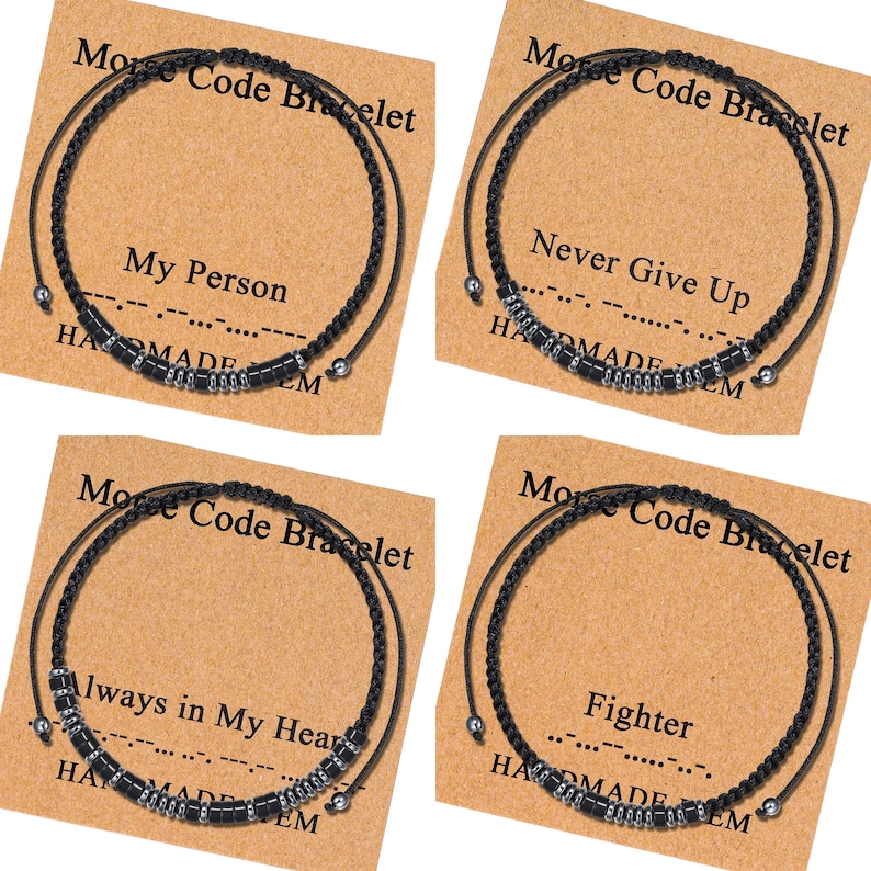 Bracelet personnalisé code Morse, Je t'aime, cadeau d'anniversaire, bracelet personnalisé, bracelet réglable, cadeau pour homme femme garçons filles image 8