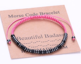 Personalisiertes Morse-Code-Armband, personalisierter Schmuck, Geburtstagsgeschenk, benutzerdefinierte verstellbares Armband, Geschenk für Männer, Frauen, Jungen, Mädchen