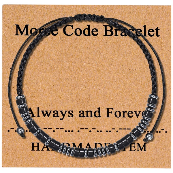 Custom Personalized Morse Code Bracelet, Always and Forever, Anniversary Birthday Gift, Adjustable Bracelet, Gift for Men Women Boys Girls