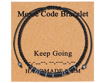 Benutzerdefinierte Morse-Code-Armband, personalisierte Armband, weitermachen, Jubiläum Geburtstagsgeschenk, verstellbares Armband, Geschenk für Männer Frauen Jungen Mädchen