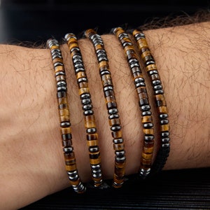 Gepersonaliseerde morsecode armband, tijgeroog armband, verjaardag verjaardagscadeau, verstelbare armband met bericht, cadeau voor mannen vrouwen jongen meisje