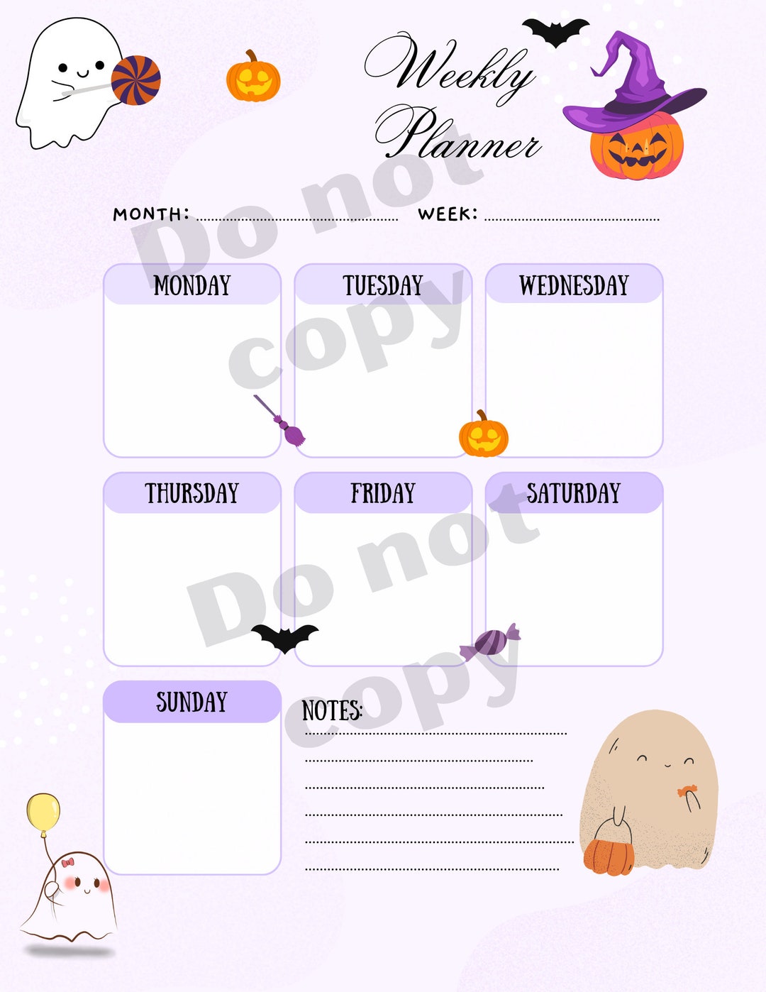 Weekly Schedule Template Halloween Weekly Planner Printable - Etsy
