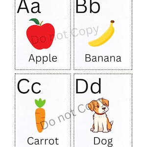 26 Printable Alphabet Flashcards | ABC Printable Picture | Toddler - Preschool Educational Learning Materials.