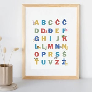 Abeceda downloadable print - Bosnian Croatian Serbian alphabet printable bosanska hrvatska srpska pisana abeceda poster
