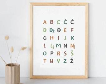 Bosnian Croatian Alphabet Poster for Kids | Printable | Learning Decor ...