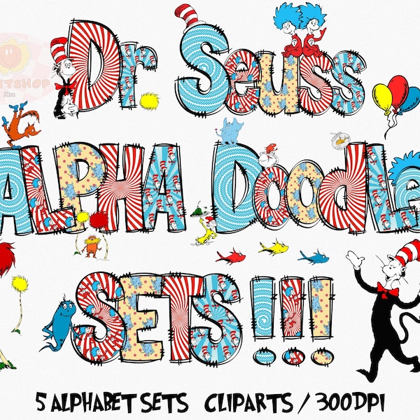 Dr. Suess Alphabet Doodle PNG, Read Across America, Dr. Suess Font Png, Dr. Suess Letters, Dr. Suess Clipart SVG, Png, Sublimation Print