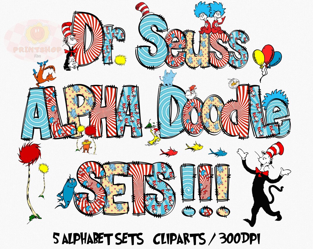 Dr. Suess Alphabet Doodle PNG, Read Across America, Dr. Suess Font Png ...