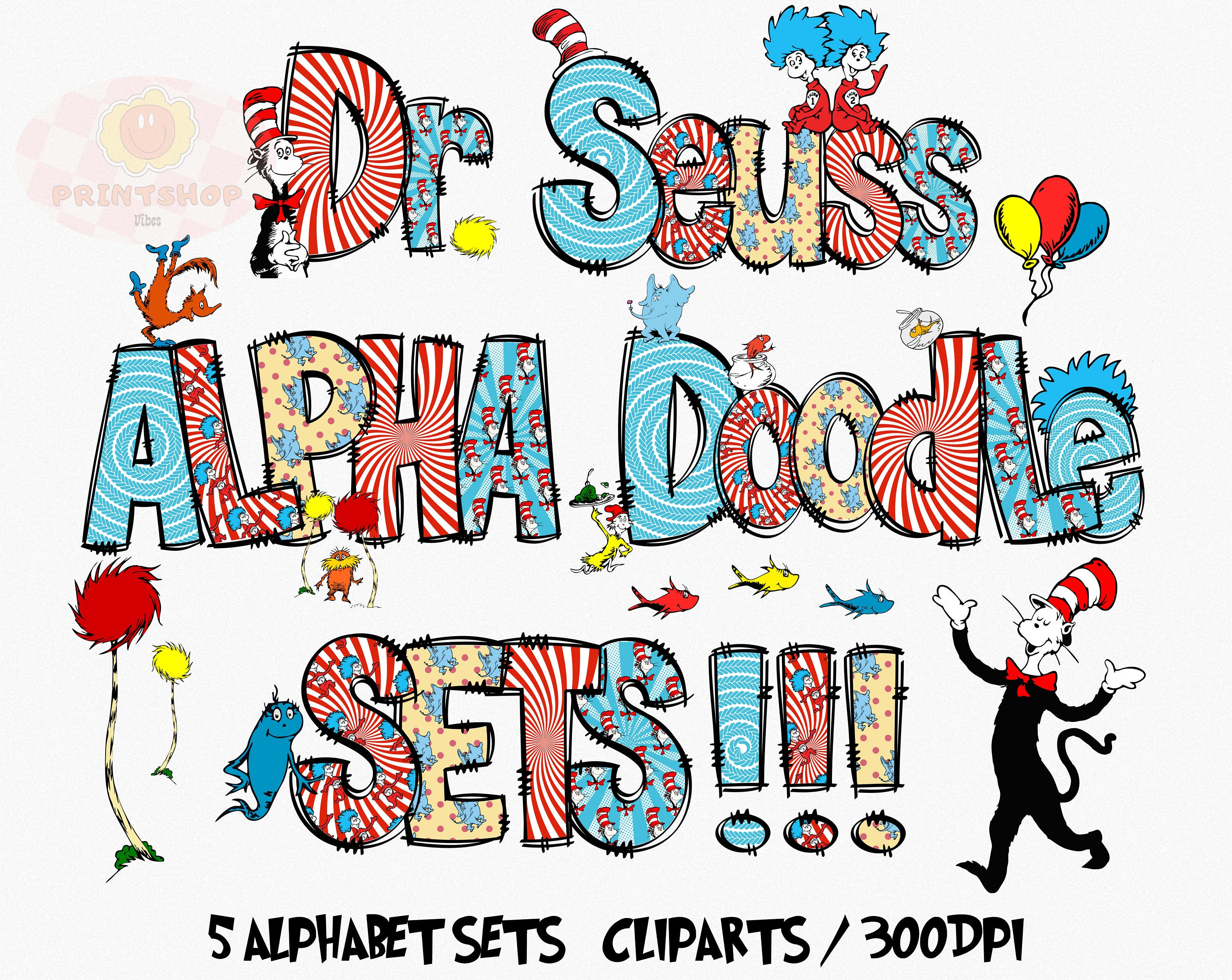 Dr. Suess Alphabet Doodle PNG, Read Across America, Dr. Suess Font Png ...