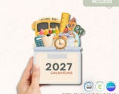 2027 Stackable Desk Calendar, Cricut Calendar Template, Printable DIY Calendar Bundle, PNG JPG Pdf, Notepad Calendar, Commercial Use
